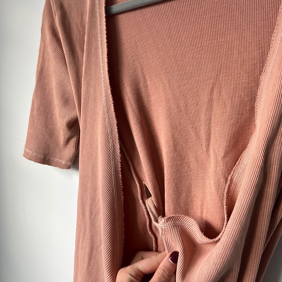 Hatch The Naomi Wrap Dress Clay Peach Maternity Short Sleeve Dress - Picture 6 of 8